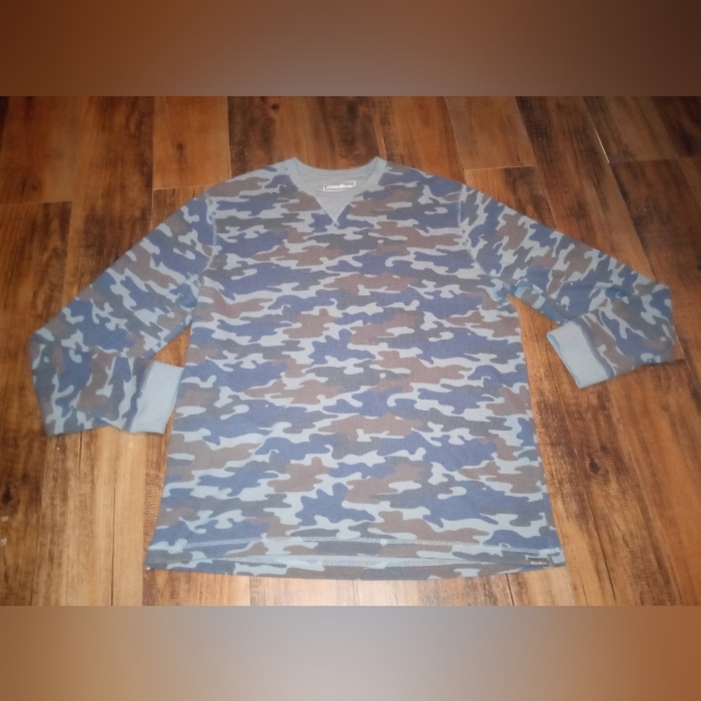New Men's Eddie Bauer XLT XL Tall Camo Warm Henley Shirt